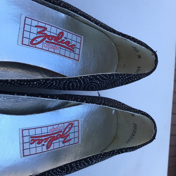 Zodiac slip on black sparkly wedge size 10 medium shoes vintage chic - Picture 3 of 7